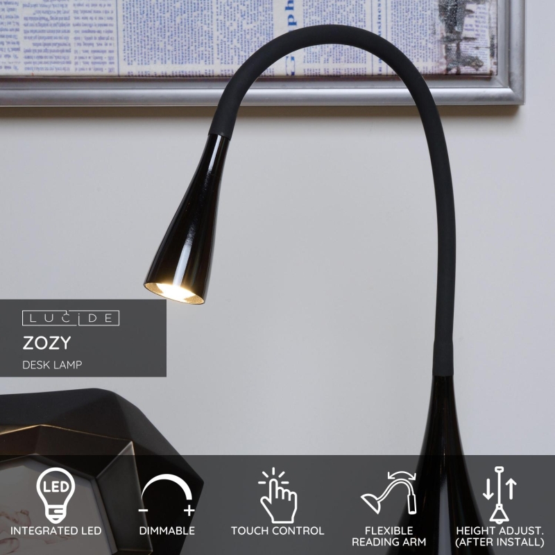 Lucide ZOZY - Stolná lampa - LED Dim. - 1x4W 3000K - Čierna